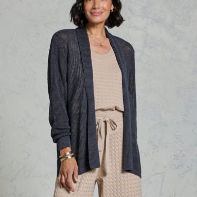 Tathra Organic Linen Knit Cardigan Charcoal