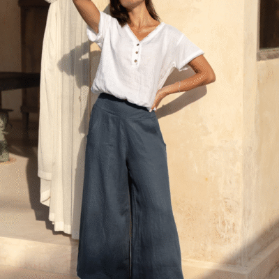 Vivre Linen and Cotton Blouse White