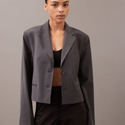 Wool Blend Cropped Blazer
