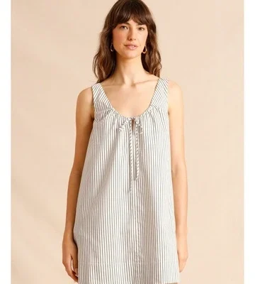 Lyocell Cotton Blend Tie Front Ruched Dress
$70