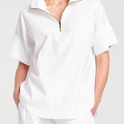 Mela Purdie Half Zip Shirt — White