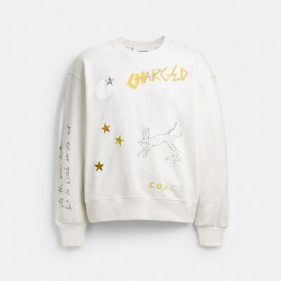 Coach Shrunken Sketch Print Crewneck Sweatshirt