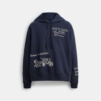 Coach Sketch Horse And Carriage Relaxed Hoodie