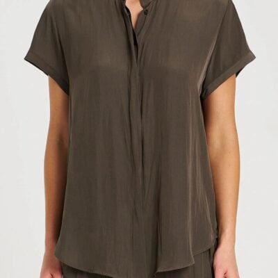 Mela Purdie Soft Stand Shirt — Leather