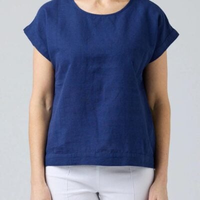Cake Vicky Linen Top — Navy