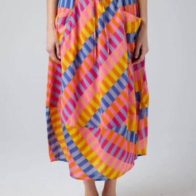 Cake Pocket Panel Skirt — Rainbow Stripe