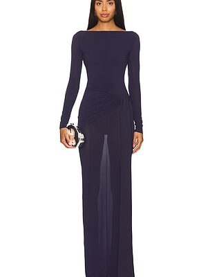 Alex Perry Gathered Jersey Maxi Dress