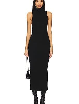 Enza Costa Rib Sleeveless Turtleneck Sweater Dress