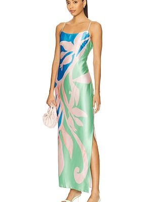 MILLY Lily Floral Vine Satin Dress