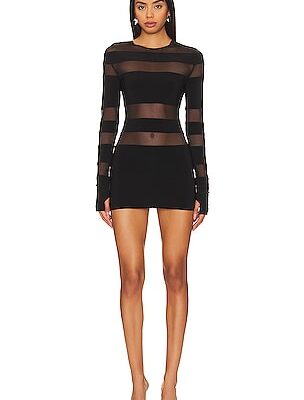Norma Kamali Spliced Long Sleeve Pickleball Dress