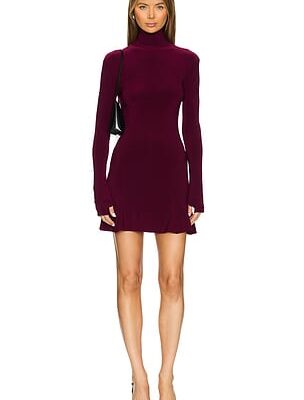 Norma Kamali x REVOLVE Long Sleeve Turtleneck Fishtail Mini Dress