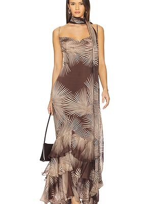 ROCOCO SAND Cowl Maxi Dress With Sash