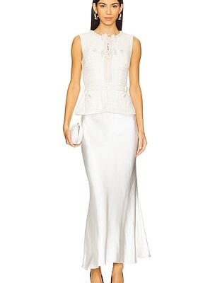 self-portrait Cream Boucle Midi Dress