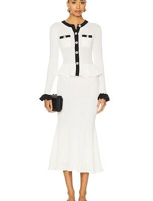 self-portrait Knit Contrast Midi Dress