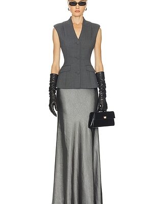 self-portrait Tailored Satin Maxi Dress