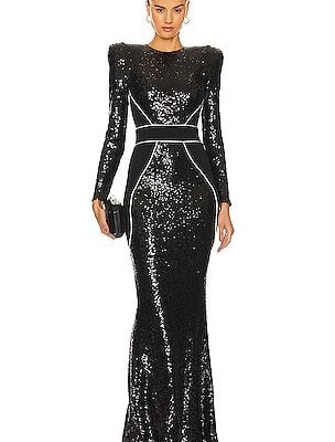 Zhivago Super Rad Sequin Gown in Black & White