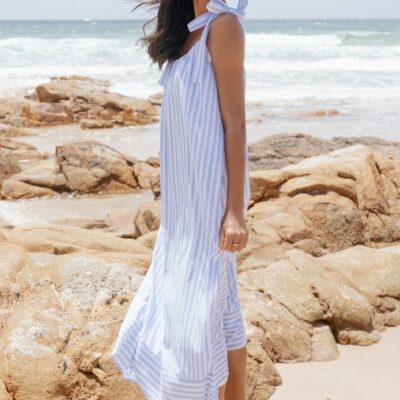 Amber Maxi Dress - Pale Blue Stripe