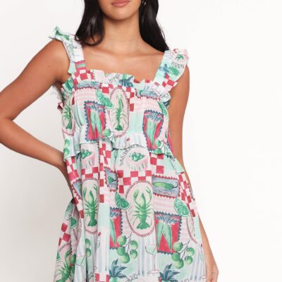Annis Frill Sleeve Mini Dress - Aqua