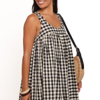Atria Mini Dress - Black Cream Gingham