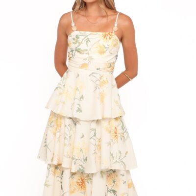 Bernadette Midi Dress - Yellow Floral
