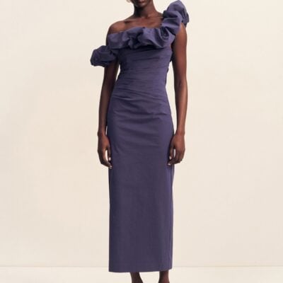 Campbell Ruffle Draped Maxi Dress | Midnight | Dresses | Shona Joy