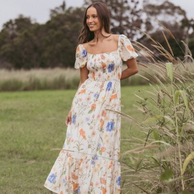 Cecelia Puff Sleeve Maxi Dress - Floral