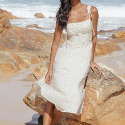Clarissa Midi Dress - White Betty