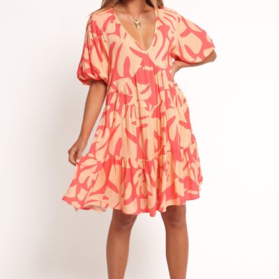 Corinna Mini Dress - Coral Print