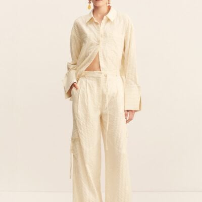 Elio Cargo Pant | Buttercream Stripe | Pants | Shona Joy