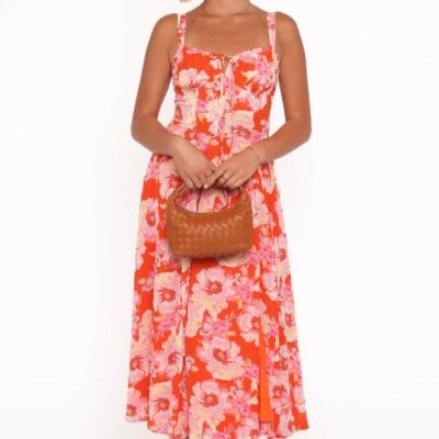 Elodie Midi Dress - Red Floral