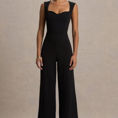 Everlee | Black Sweetheart-Neck Jumpsuit