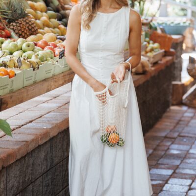 Evie Button Front Maxi Dress - White