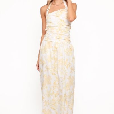 Jemma Halter Maxi Dress - Yellow Floral