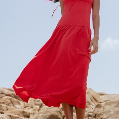 Joann Midi Dress - Red