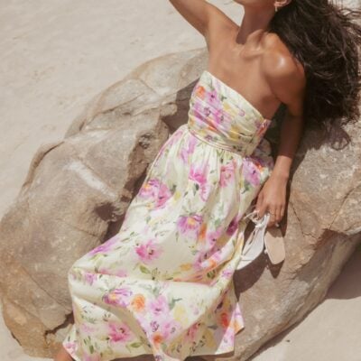 Kayt Strapless Dress - Yellow Petunia