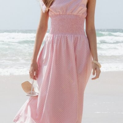 Leticia Midi Dress - Pink Polka Dot