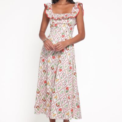 Lucille Maxi Dress - Coral Wildflower