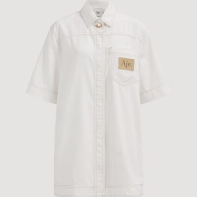 Lumi Denim Mini Tunic Dress-IVORY / 4