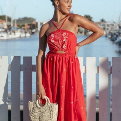 Madi Maxi Dress - Red Floral Bandana