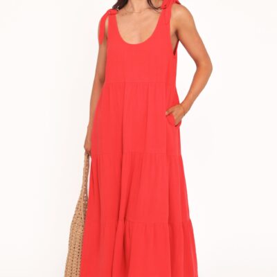 Marcy Midi Dress - Red