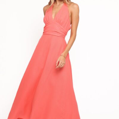 Marie Halterneck Maxi Dress - Coral