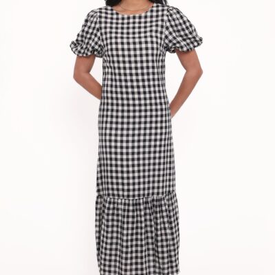 Miguel Midi Dress - Black Gingham