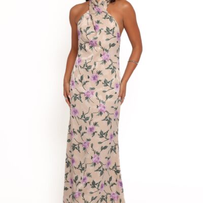 Mila Halterneck Maxi Dress - Purple Floral
