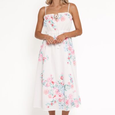 Mireya Midi Dress - White Floral