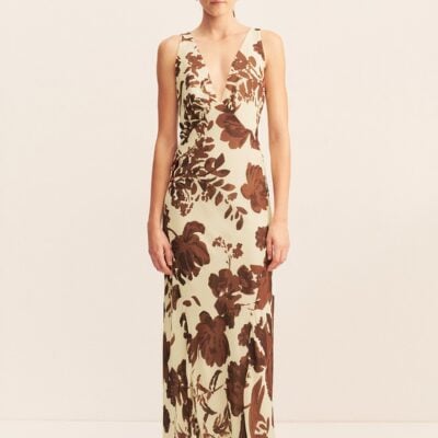 Noa Plunged Maxi Dress | Pineapple Wallflower | Dresses | Shona Joy