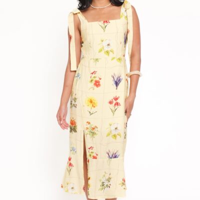 Oksana Midi Dress - Yellow Floral