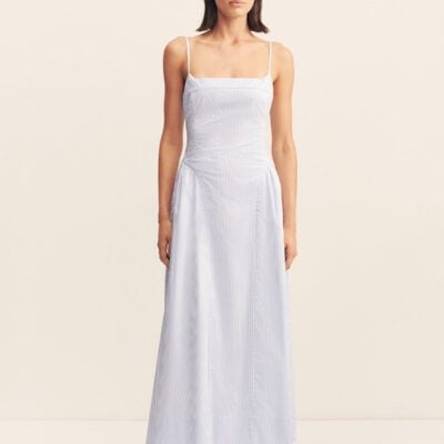 Saunders Square Neck Panelled Midi Dress | Marine Stripe | Dresses | Shona Joy