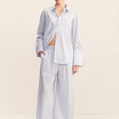 Saunders Wide Leg Pant | Marine Stripe | Pants | Shona Joy