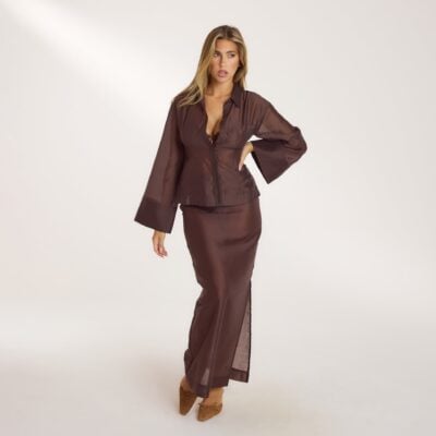 Sheer Maxi Skirt - Chocolate