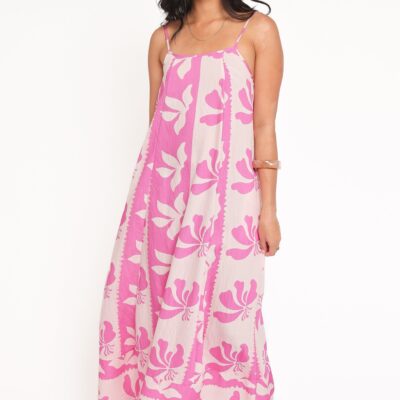 Sirena Maxi Dress - Pink Palm Print